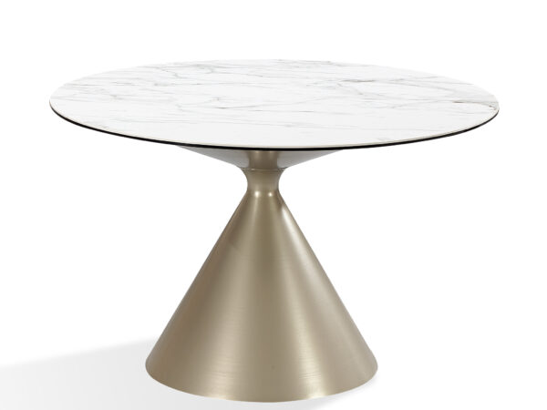 WINSTON kőlapos, fémvázas kerek étkezőasztal - pezsgőszínben