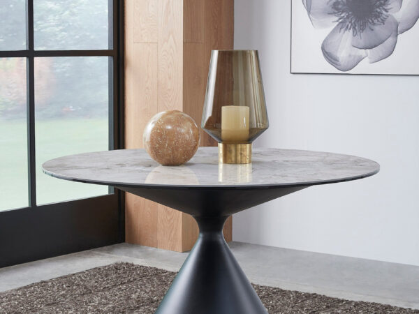 WINSTON kőlapos, fém lábazatú kerek étkezőasztal